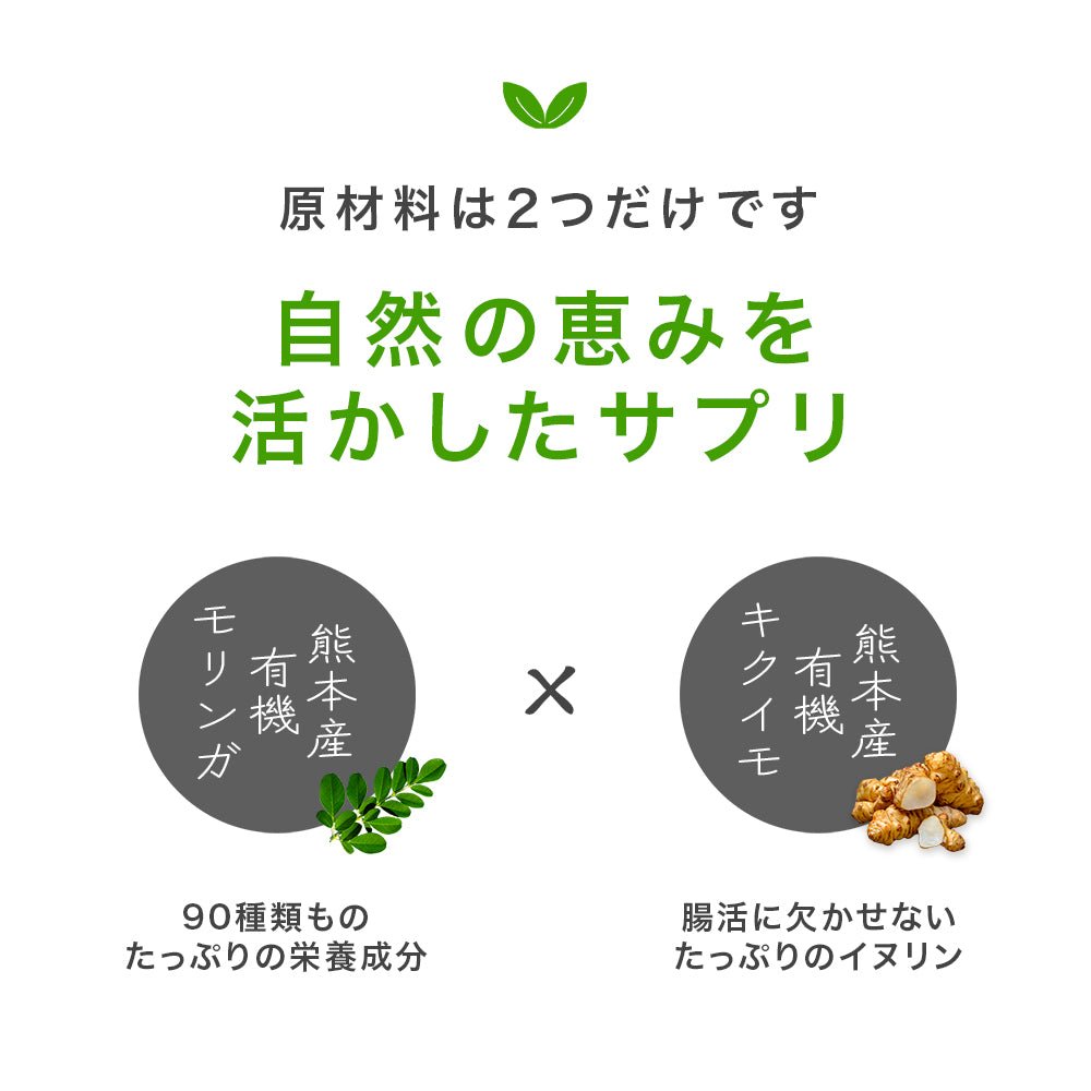 原材料は熊本産モリンガと菊芋のみ