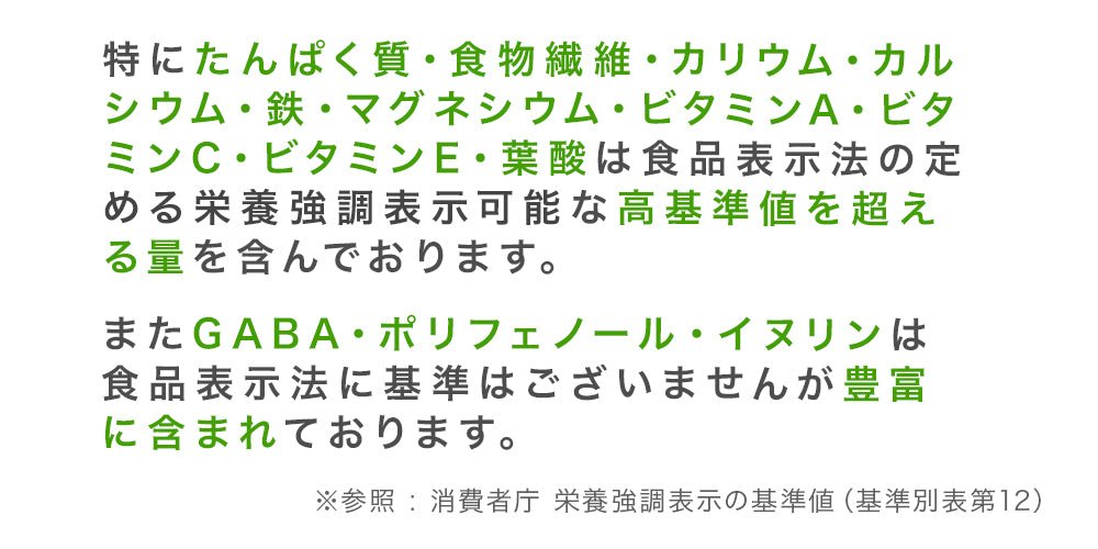 各栄養素が国の定める高基準で含まれています